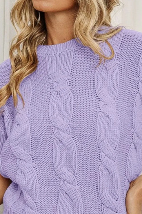 BiBi Cable Knit Textured Sweater Top - Fashorio