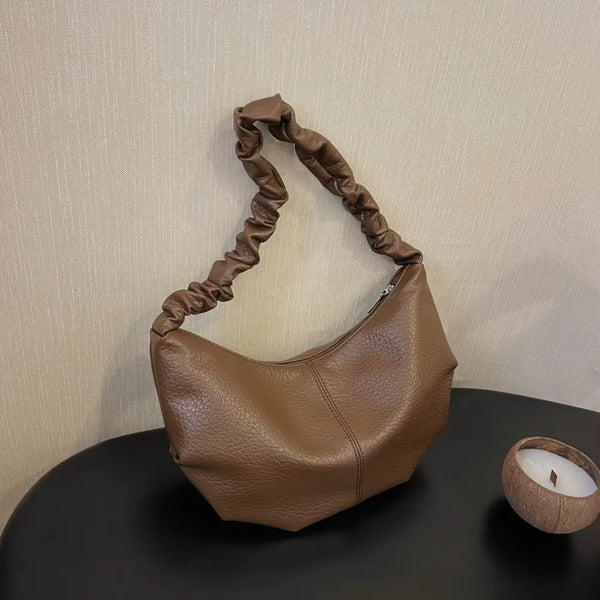 PU Leather Shoulder Bag Brown One Size - Fashorio