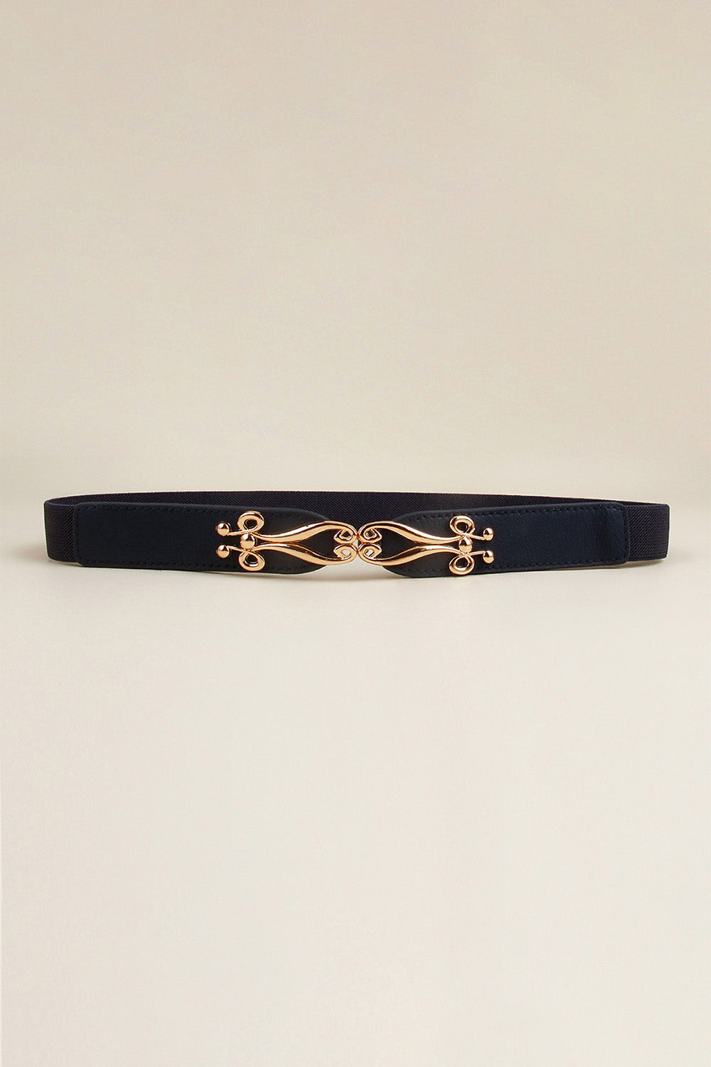 Alloy Buckle Elastic Belt Dark Blue One Size - Fashorio