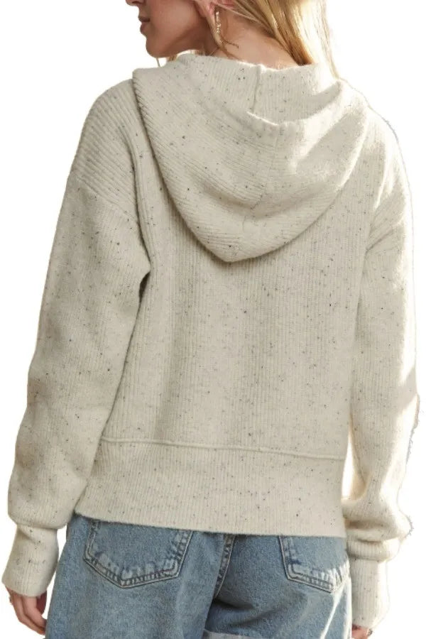 ADORA Hoodie Relaxed Fit Ribbed Cuffs Sweater Cardigan - Fashorio