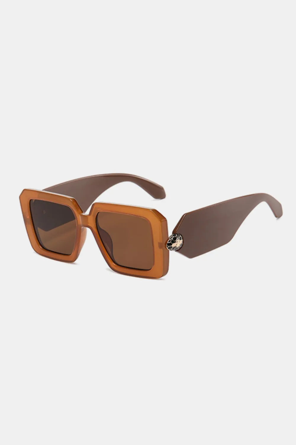 Polycarbonate Frame Square Sunglasses Taupe One Size - Fashorio