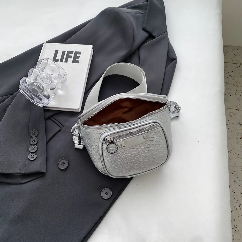 Texture PU Leather Crossbody Bag - Fashorio