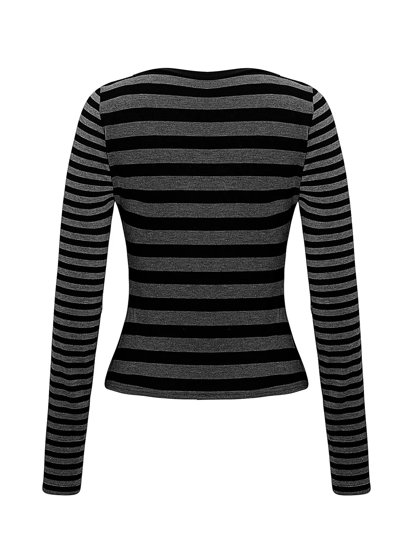Striped Long Sleeve Contrast T-Shirt - Fashorio