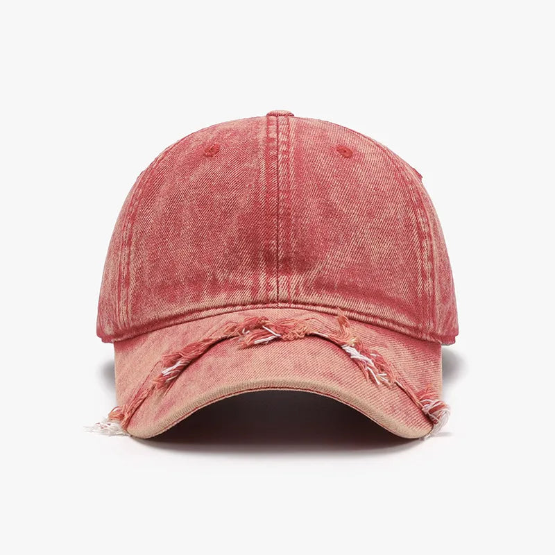 Fringe Adjustable Cotton Baseball Cap Strawberry One Size - Fashorio