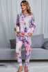 Shiny Tie-Dye Crewneck Top and Drawstring Waist Joggers Lounge Set - Fashorio