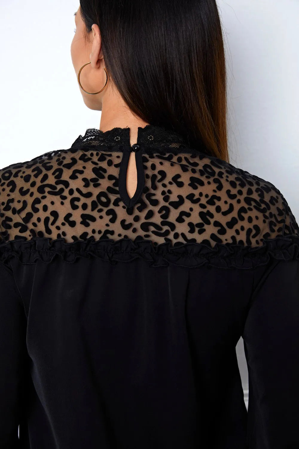 Leopard Frill Flounce Sleeve Blouse - Fashorio