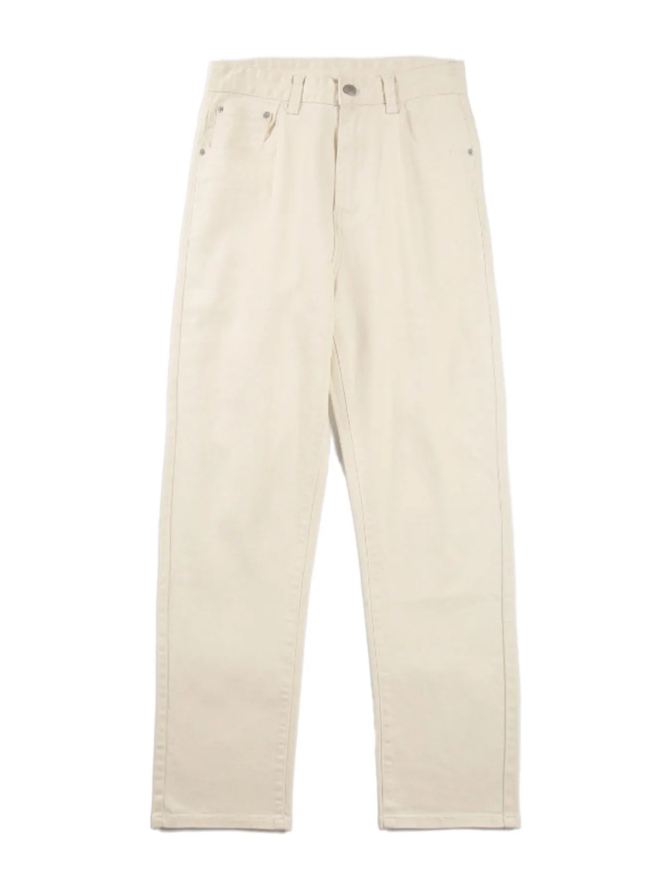 Men's Full Size Vintage Washed Straight Leg Relaxed Fit Jeans Plus Size Creamy-white - Fashorio
