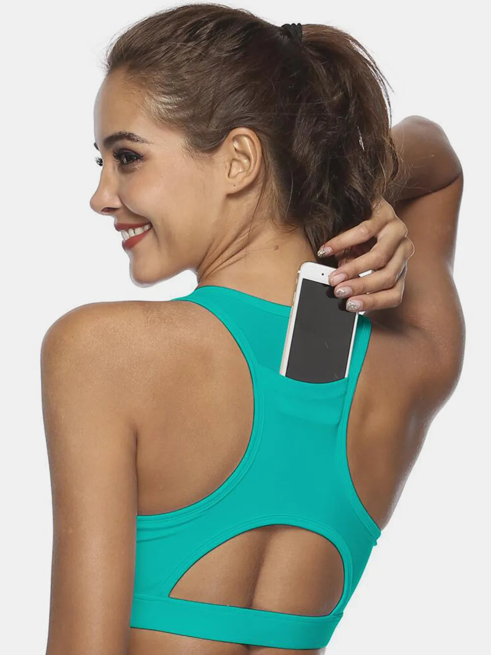 Cutout Scoop Neck Active Tank Teal - Fashorio
