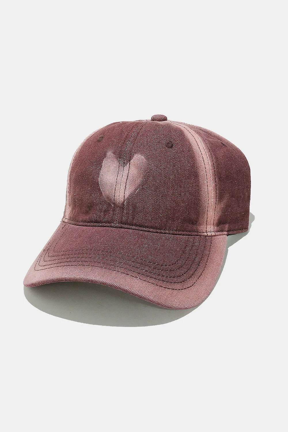 Heart Cotton Baseball Cap Dusty Pink One Size - Fashorio