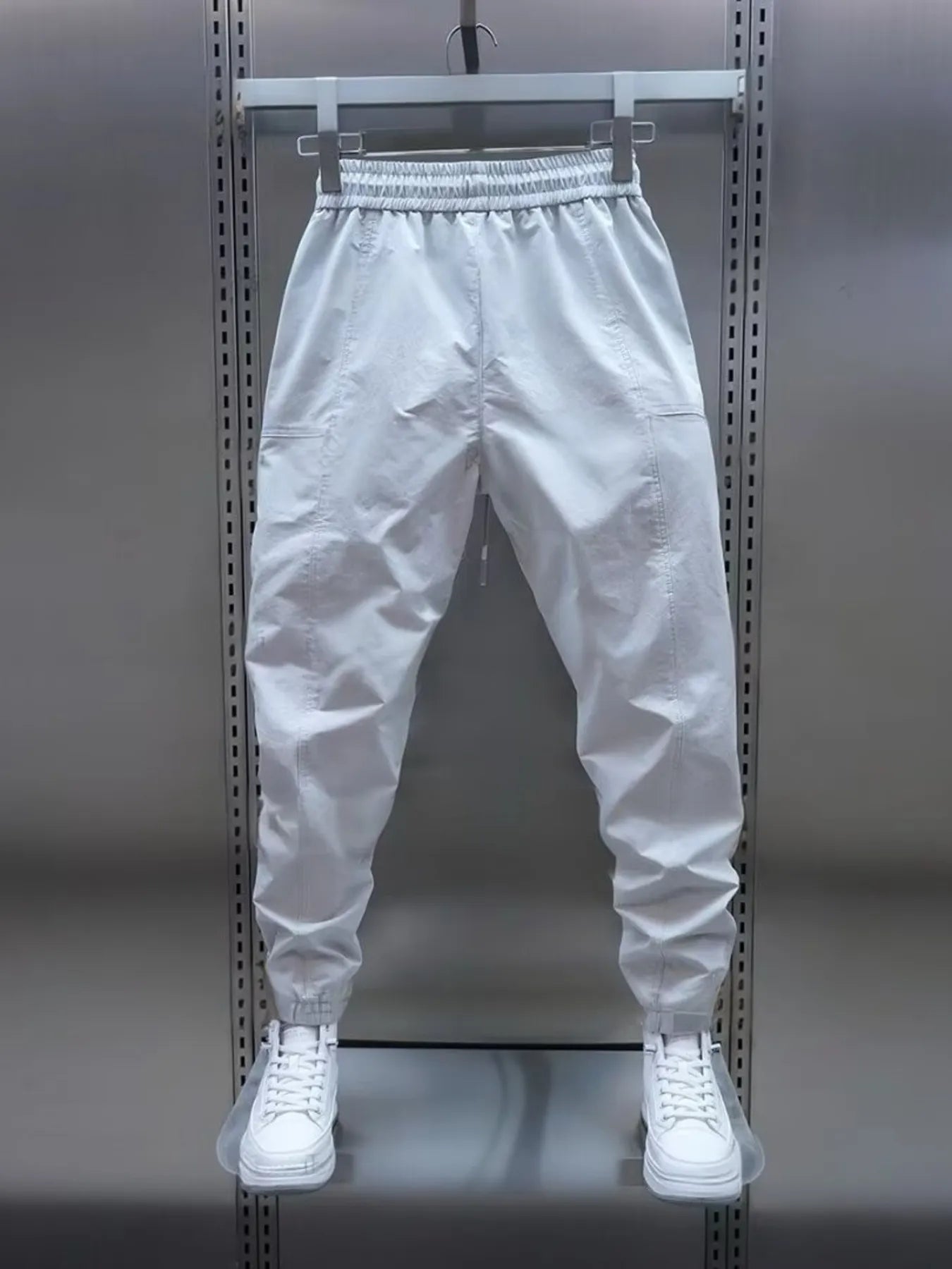 Men's Plus Size Elastic Waist Joggers White - Fashorio