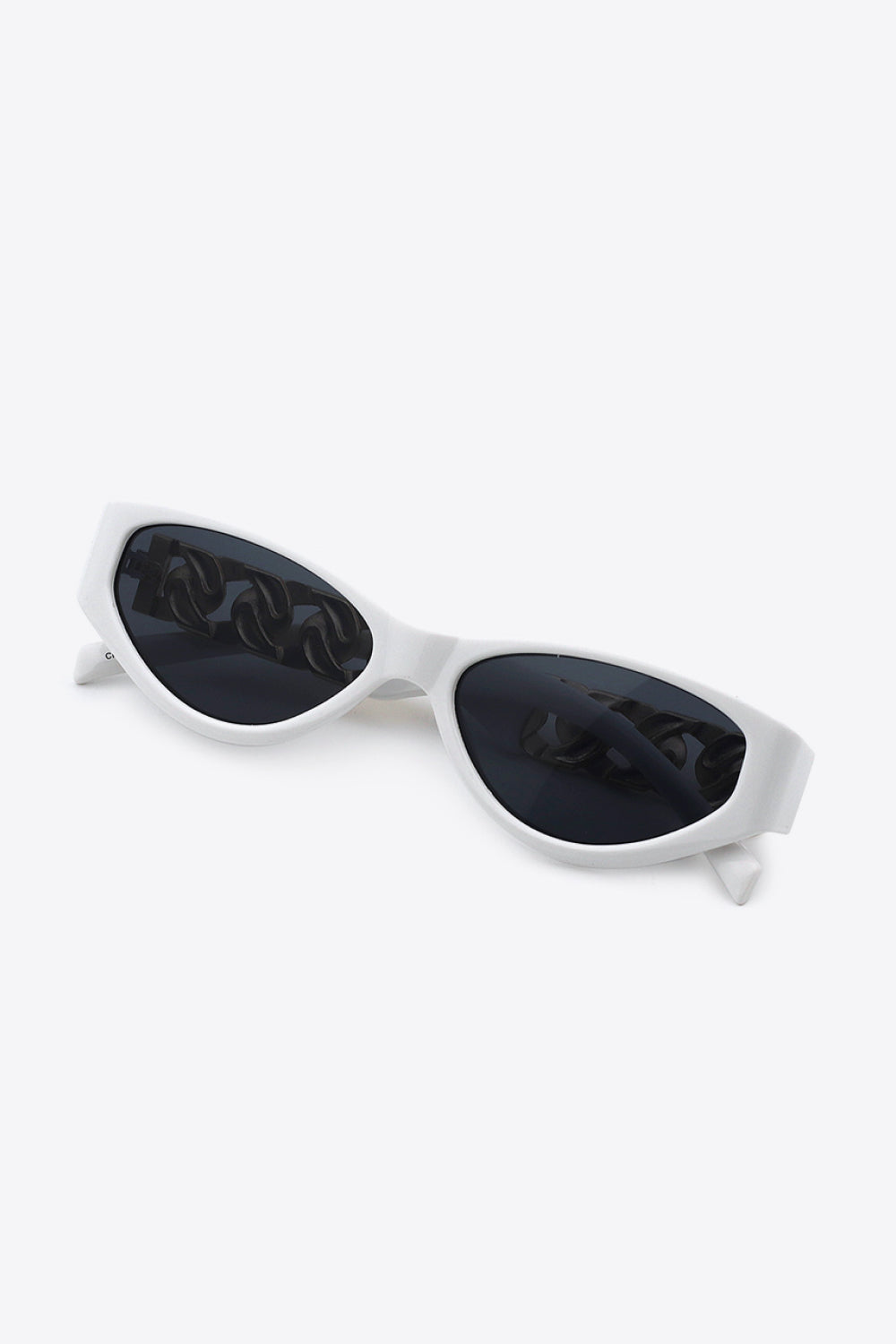 Chain Detail Temple Cat Eye Sunglasses - Fashorio