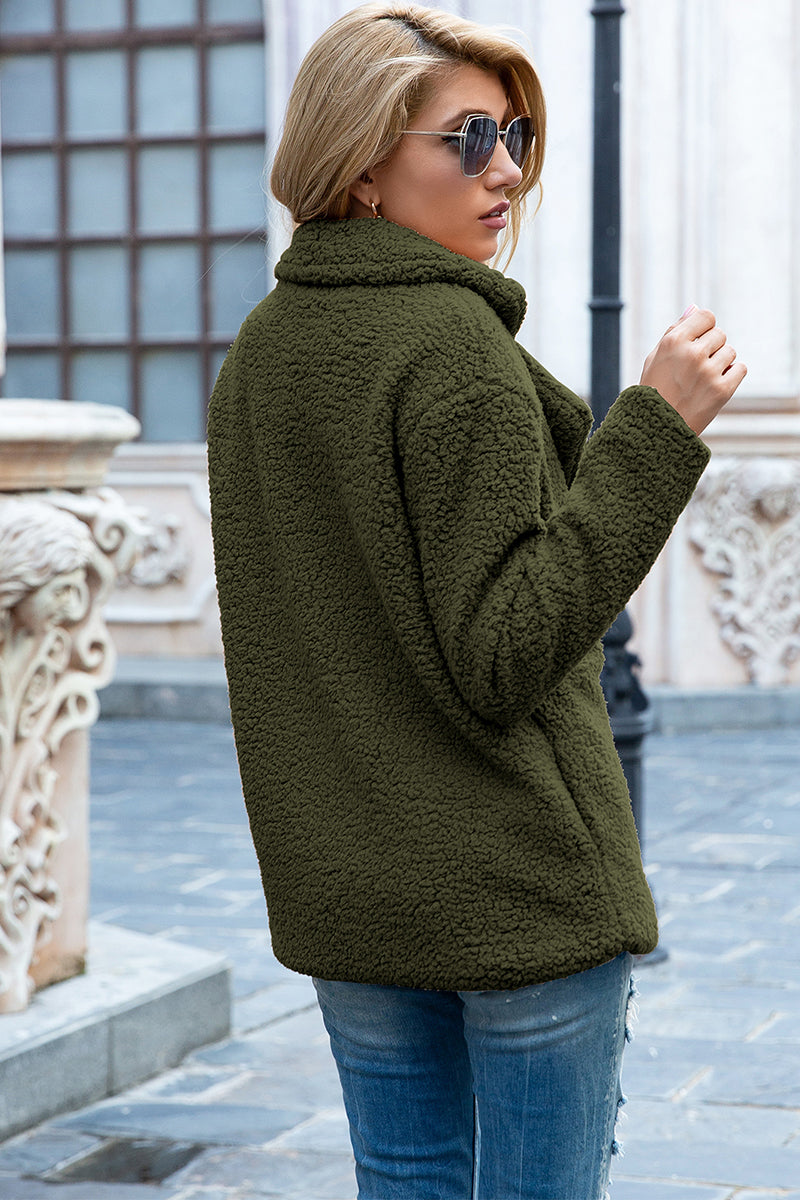 Ivy Lane Full Size Lapel Collar Sherpa Coat - Fashorio