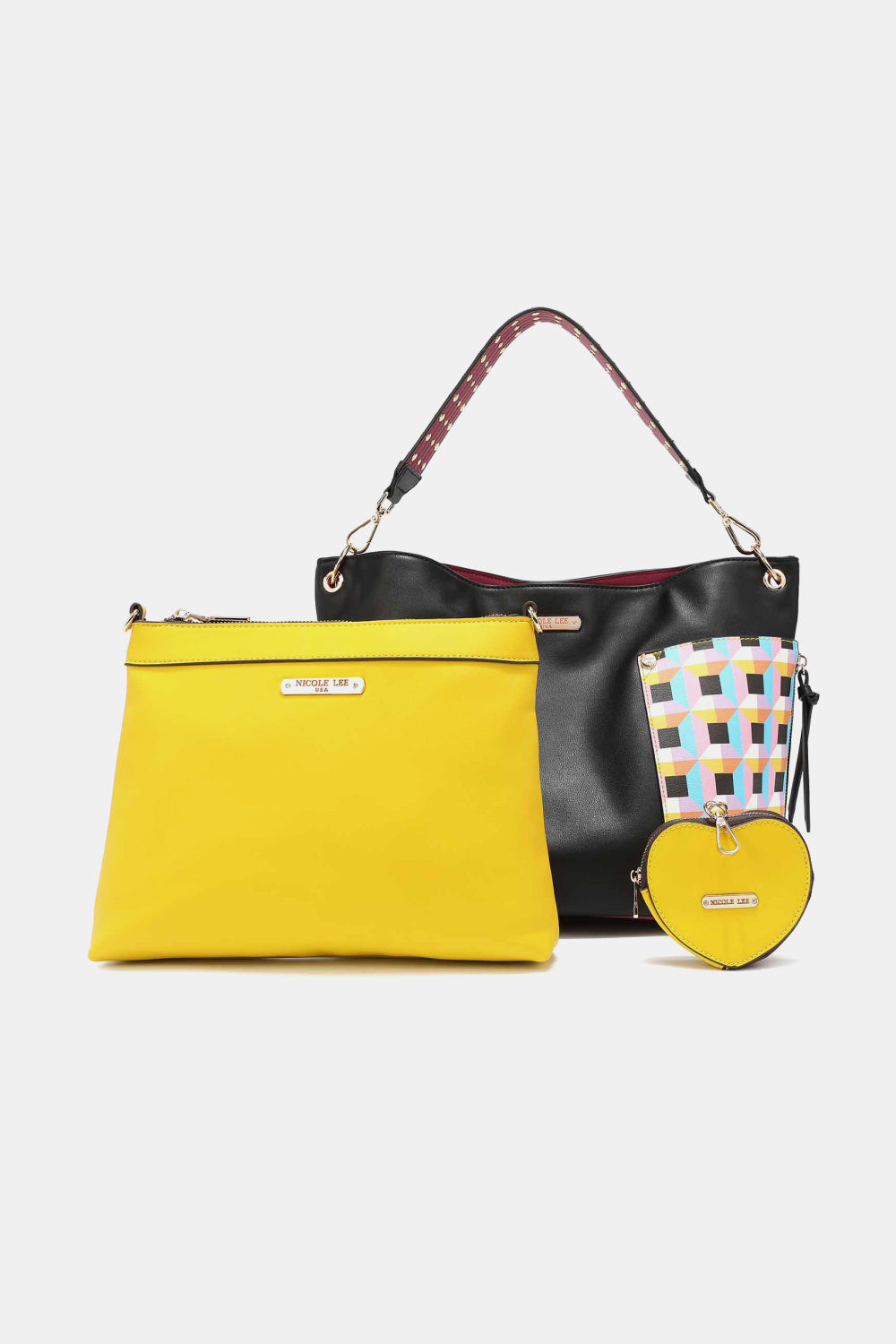 Nicole Lee USA Quihn 3-Piece Handbag Set Black One Size - Fashorio