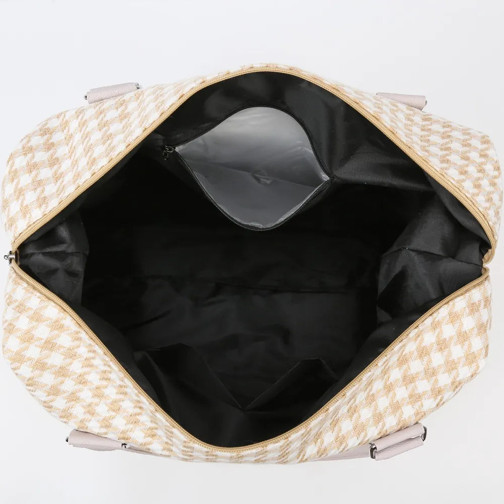 Houndstooth Canvas Travel Bag - Fashorio