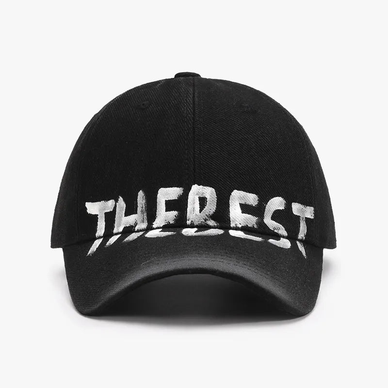 Letter Adjustable Baseball Cap Black One Size - Fashorio
