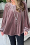 Ruched Round Neck Raglan Sleeve Blouse Lilac - Fashorio