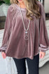 Ruched Round Neck Raglan Sleeve Blouse Lilac - Fashorio