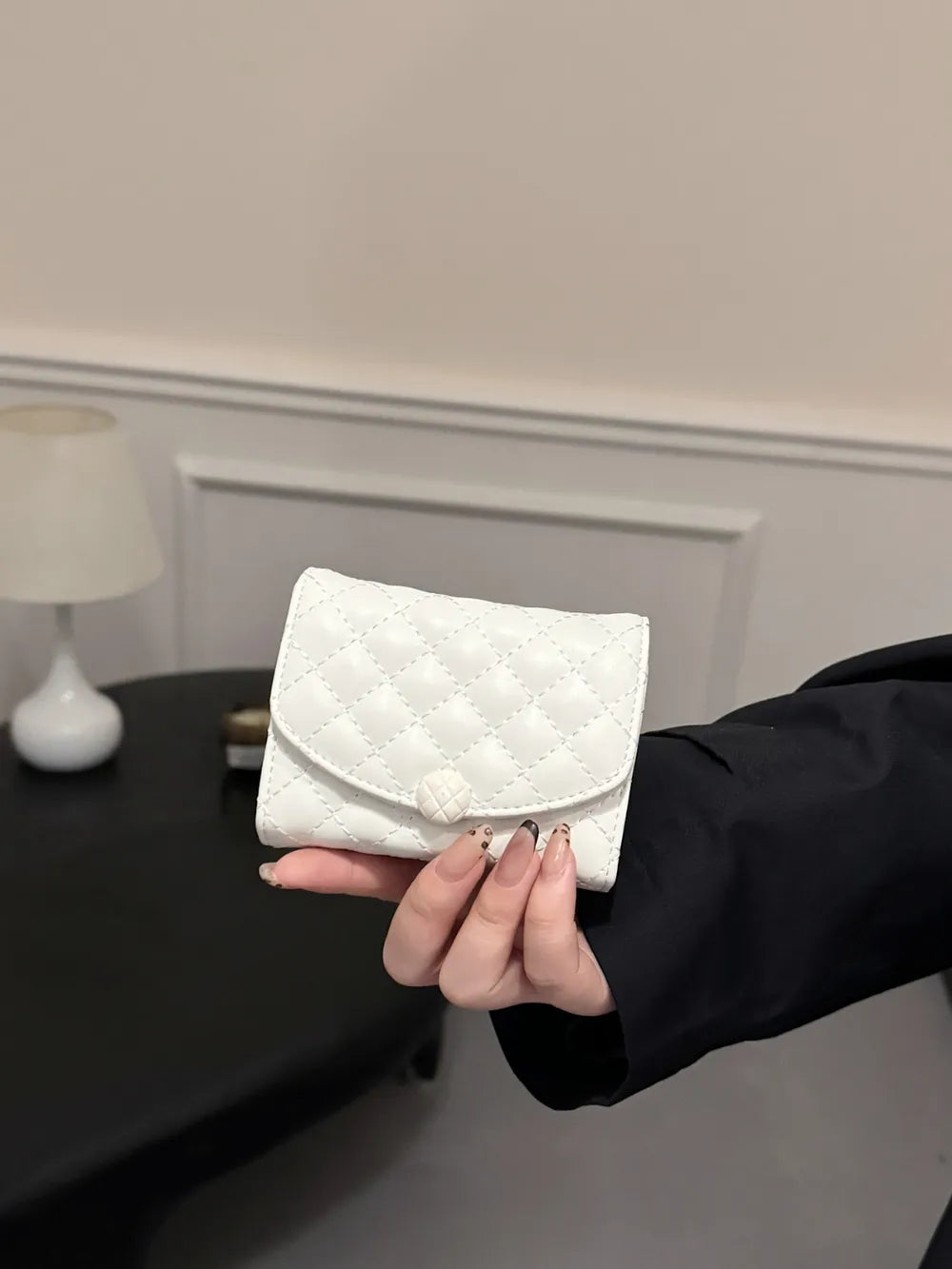 PU Leather Solid Color Wallet White One Size - Fashorio