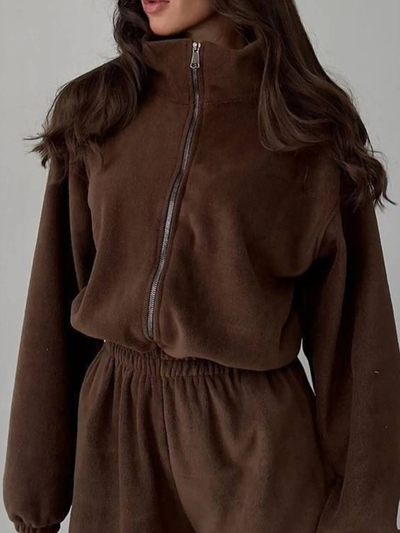 Zip Front Long Sleeve Jumpsuit - Fashorio