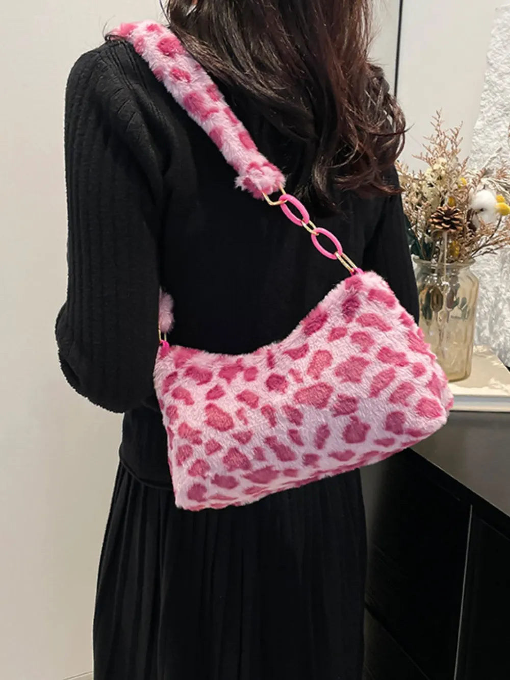 Leopard Fluff Shoulder Bag - Fashorio