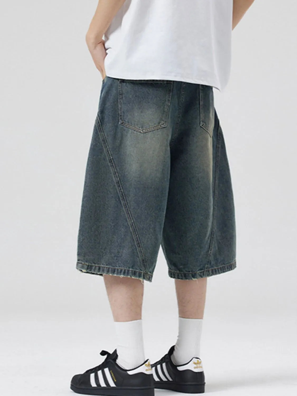 Men's Vintage Washed Denim Bermuda Shorts - Fashorio
