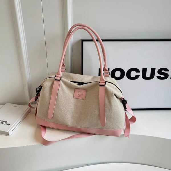Contrast Travel Bag Blush Pink One Size - Fashorio