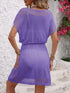 Openwork V-Neck Short Sleeve Cover-Up Dress - Fashorio
