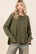 Mittoshop Mineral Wash Cutout Pocket Long Sleeve Waffle Top - Fashorio