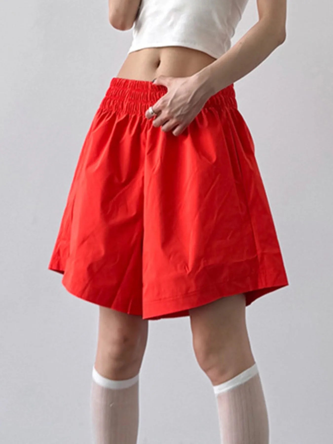 Smocked Wide-Leg Shorts - Fashorio