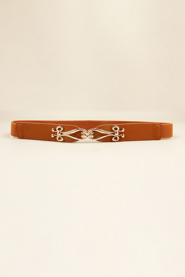 Alloy Buckle Elastic Belt Caramel One Size - Fashorio