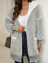 Open Front Hooded Winter Coat with Pockets White - Fashorio