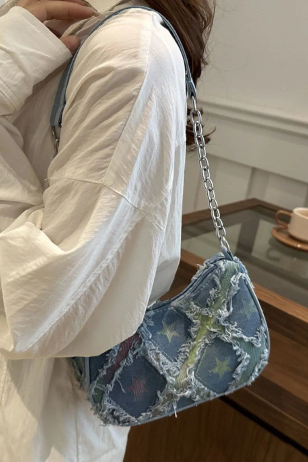 Fringe Star Print Shoulder Bag - Fashorio