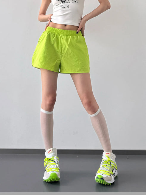 Elastic Waist Active Shorts - Fashorio
