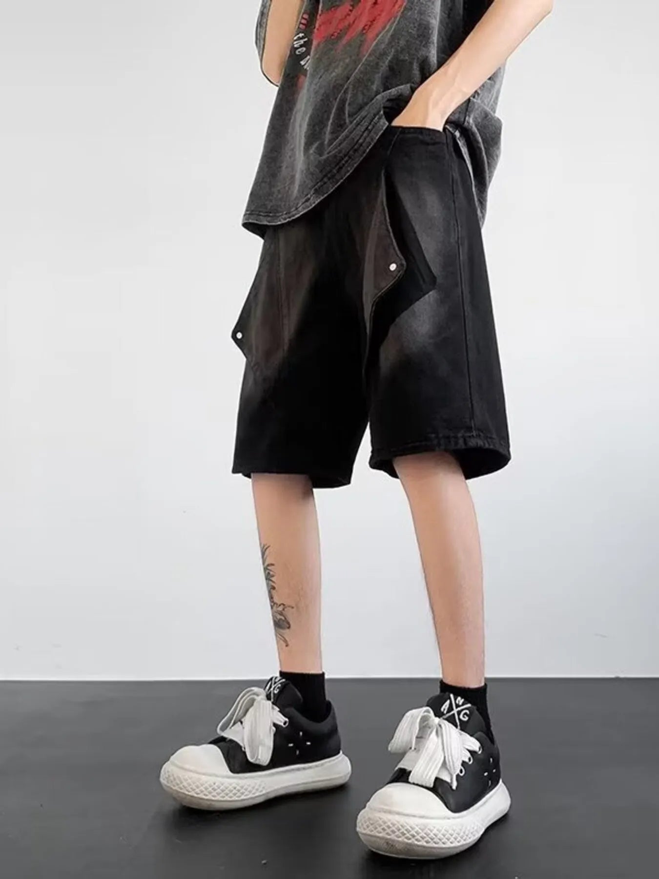 Men's Plus Size Wash Denim Shorts with Pockets - Fashorio