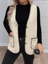 Plus Size Contrast Trim Button Up Vest Coat - Fashorio