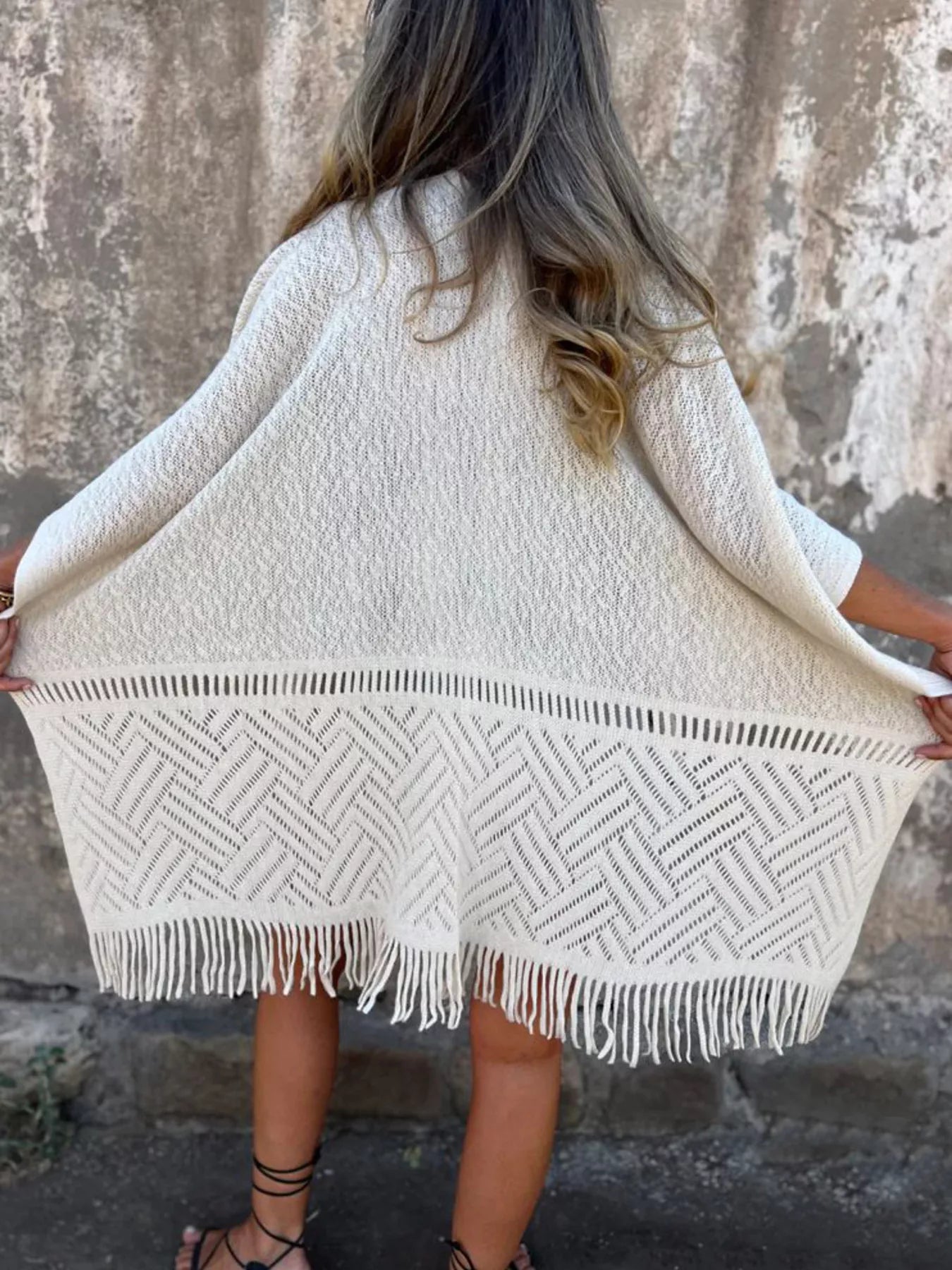 Fringe Open Front Cardigan - Fashorio