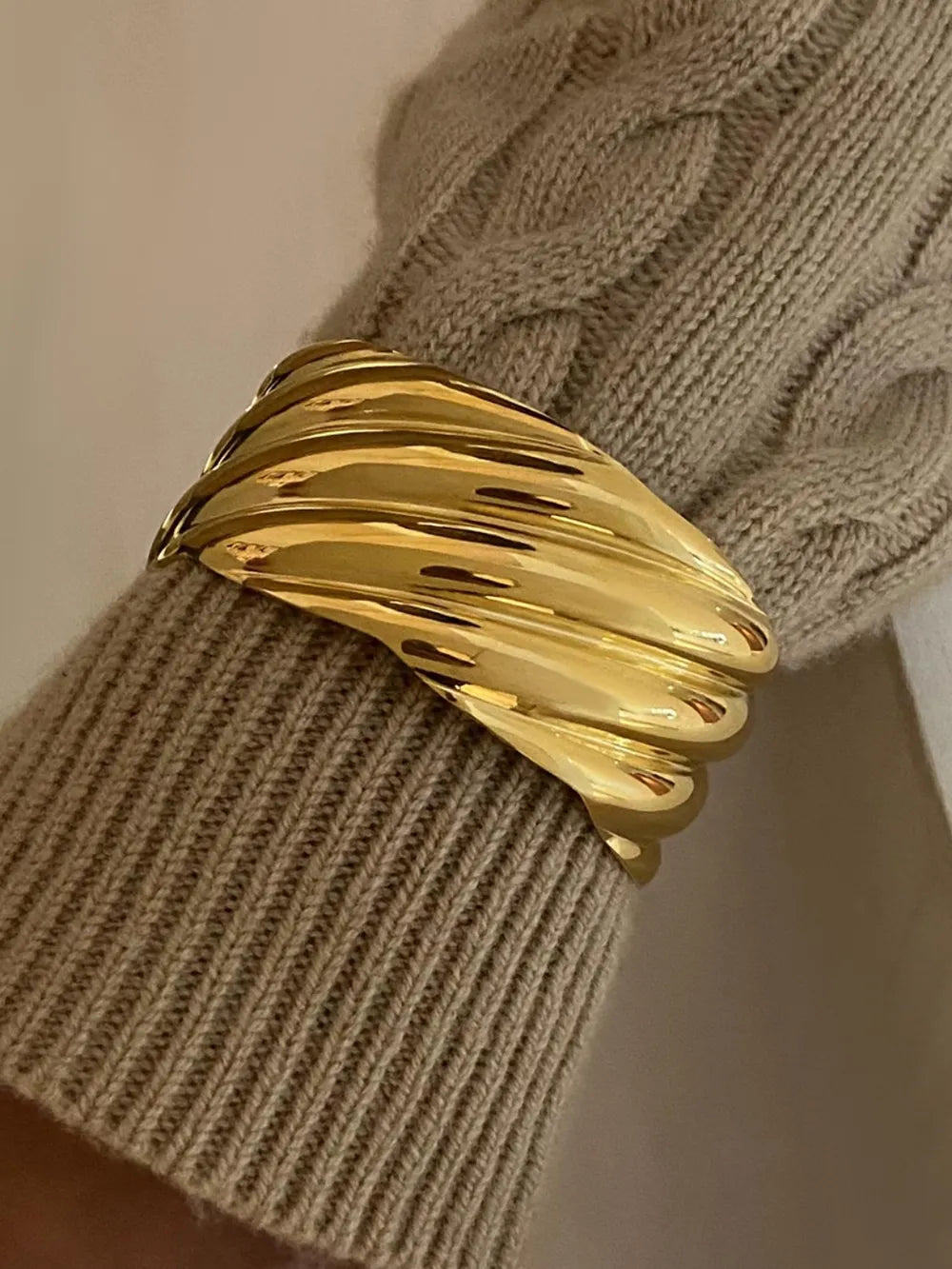 18K Gold-Plated Stainless Steel Open Ring - Fashorio