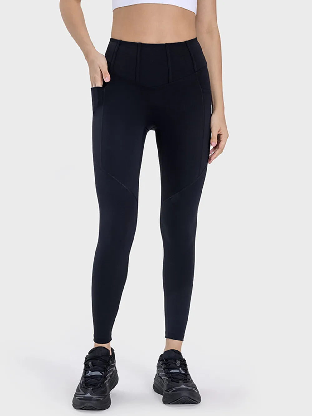 Millennia Pocketed High Waist Active Leggings Black - Fashorio