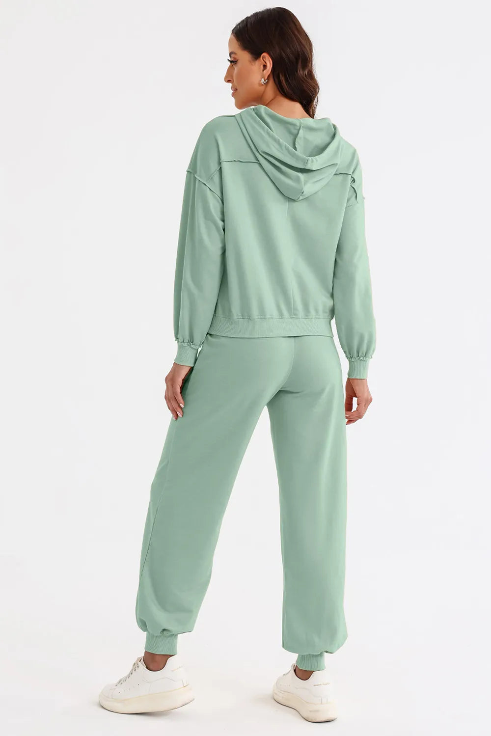 Cutout Drawstring Hoodie and Joggers Active Set - Fashorio