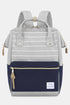 Himawari Waterproof Canvas Backpack Bag with Side Pockets Grey Navy Stripe One Size - Fashorio