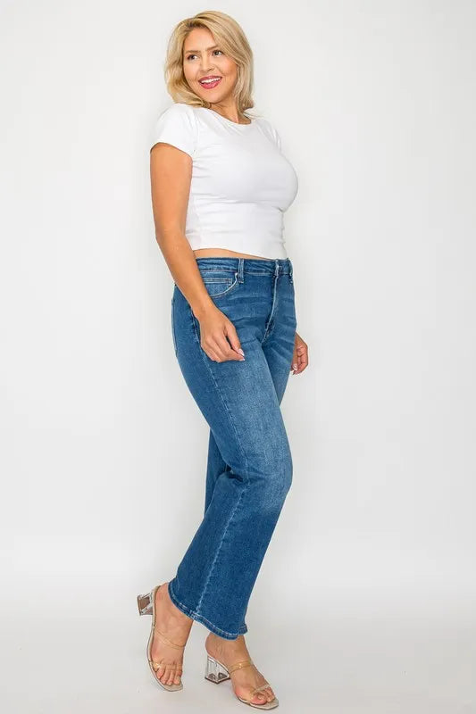 bytos Full Size Cat's Whiskers Mid Rise Ankle Jeans - Fashorio