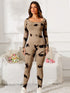 Scoop Neck Long Sleeve Active Jumpsuit - Fashorio