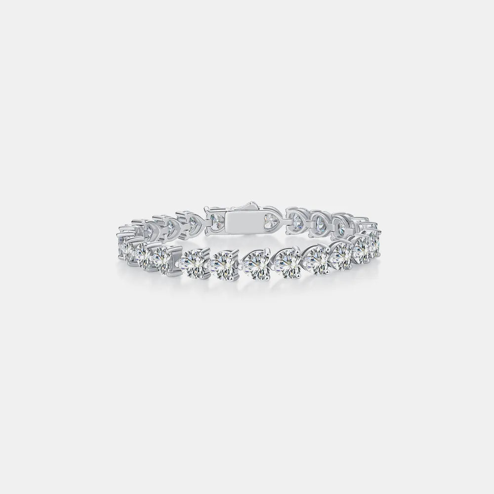 24 Carat Moissanite 925 Sterling Silver Heart Bracelet - Fashorio
