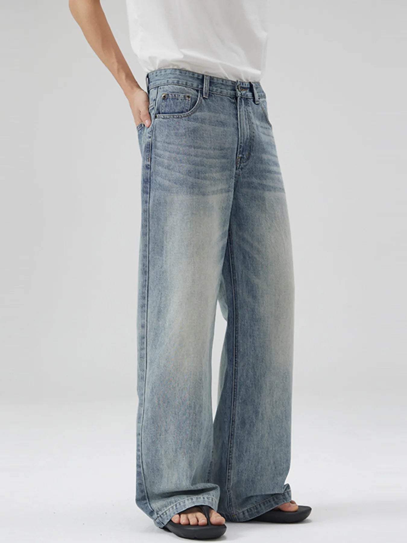 Men's Full Size Washed Wide Leg Jeans Plus Size - Fashorio