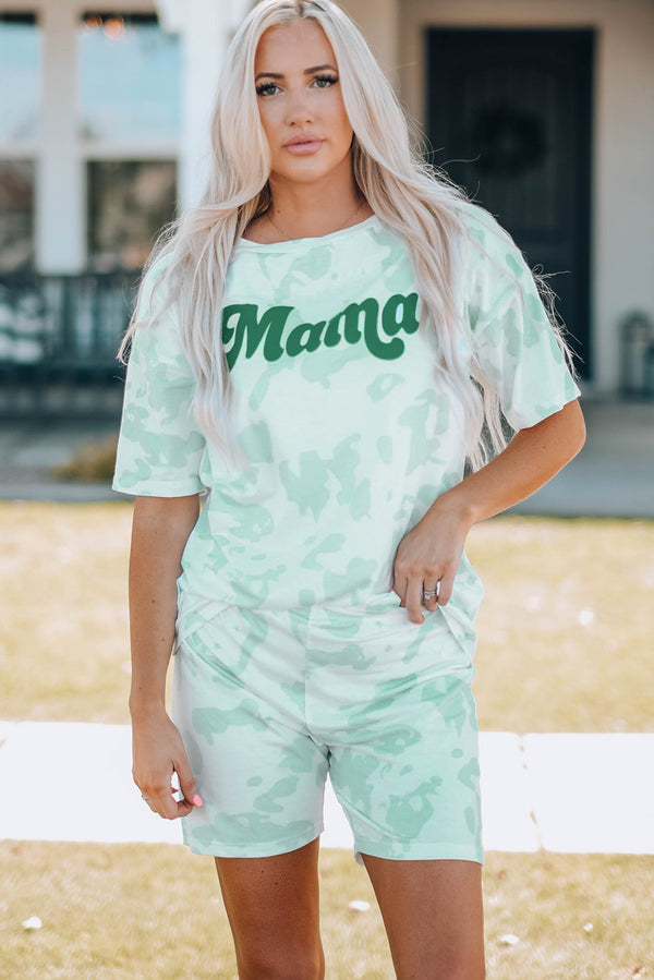 Women Printed Letter Graphic Lounge Set Mint - Fashorio