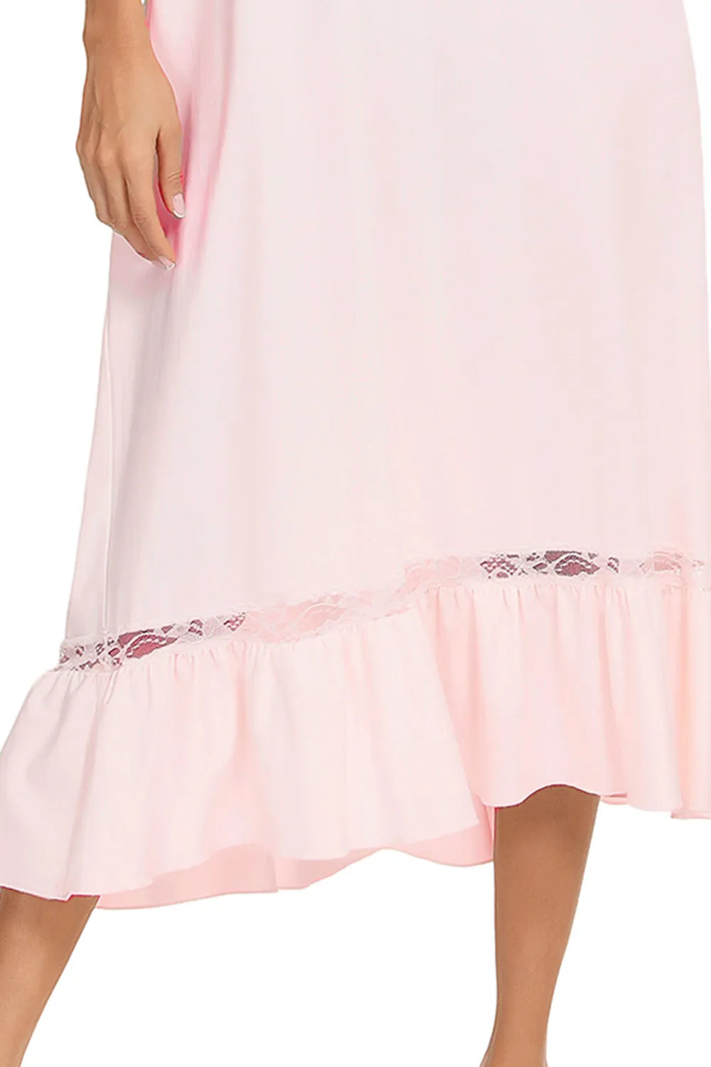 Lace Detail Short Sleeve Lounge Dress - Fashorio