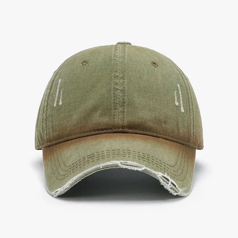 Distressed Washed Adjustable Baseball Cap Moss One Size - Fashorio