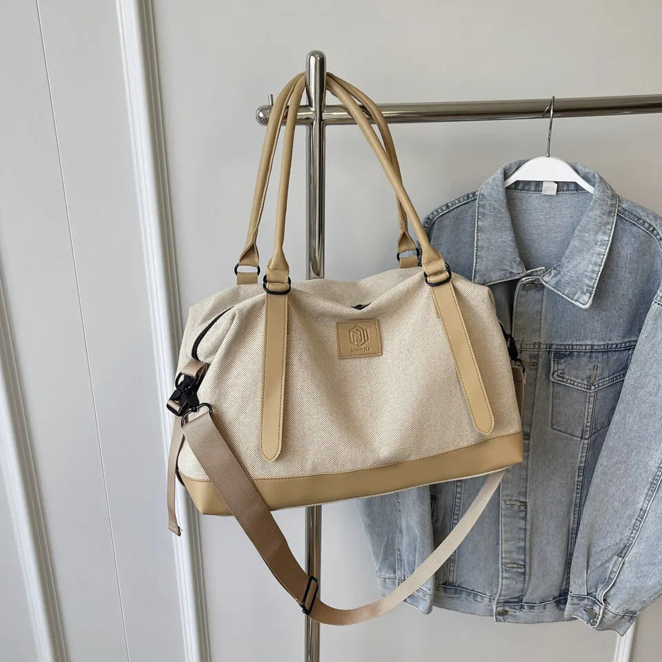 Contrast Travel Bag Khaki One Size - Fashorio