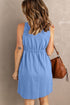 Sleeveless V-Neck Mini Dress with Buttons & Pockets – Chic Casual - Fashorio