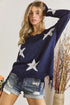 ADORA Distressed Star Sweater Top - Fashorio